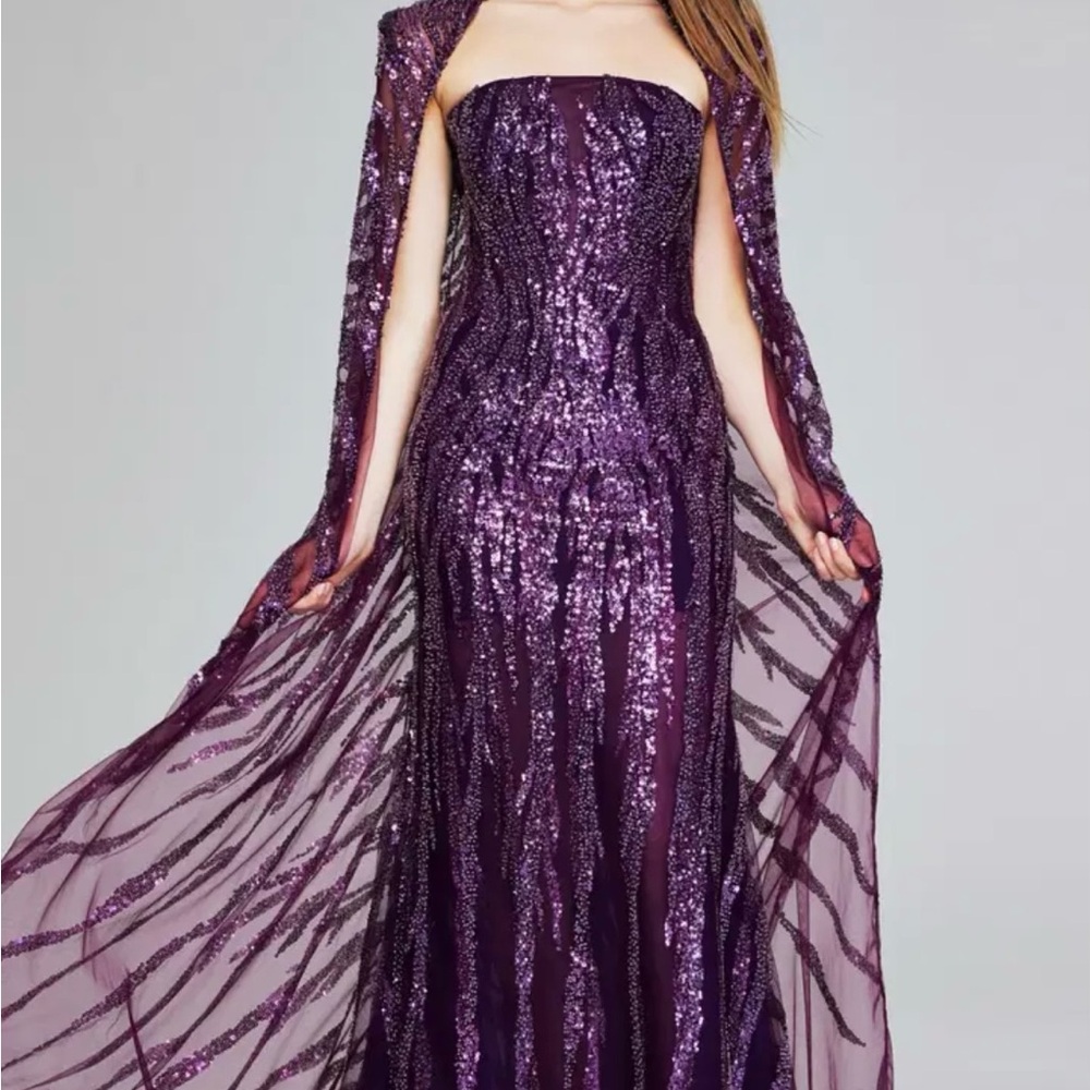 Elegant Purple Sequin Evening Gown
